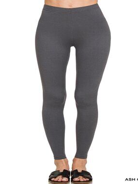 Zenana Brushed Soft Microfiber Full Length Leggings Color Ash Grey S-XL